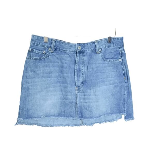 Rails Shane Button Fly Frayed Step Hem Womens Denim Mini Skirt Size 31 - Picture 2 of 10